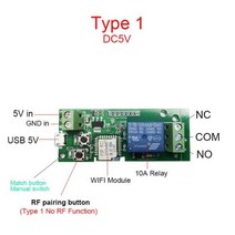 EWeLink-스마트 DC 5V 12V 24V 32V110V 220V 1 채널 Wifi 스위치 게이트 도어 액세스 제어용 1CH 인칭 릴레이 자동화 모듈, 01 Type 1