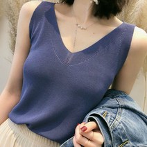 도희날다 여성나시 여성브이넥 민소매 나시 티셔츠 1142