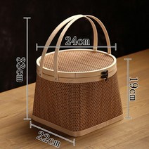 라탄바구니 한강공원 예쁜도시락통 휴대용의자 캠핑준비물 캠핑요리 피크닉용품 과실주, 2.대나무 손잡이 라지