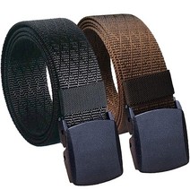Hoanan 2팩 남성용 나일론 벨트 경량 노 메탈 벨트 71.1cm-182.9cm(28-72인치) 허리 빅 앤 톨 캐주얼 작업 벨트 TSA 친화적 웹 벨트 2팩-블랙 커피