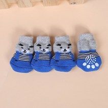 강아지 신발 애완 동물 니트 양말 귀여운 만화 미끄럼 방지 제품 S/M/L 개 다리 워머 4, [03] L, [02] Blue