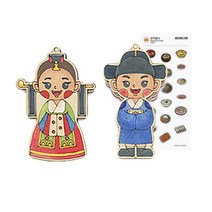 다문화 체험 세트 팬시 우드 재료 세계 여러 나라 전통 의상 학습 수업 교구 초등 교육 diy 만들기 키트, 한국 ＋ 사은품 증정
