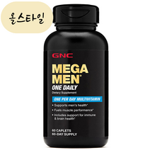 [해외] GNC 메가맨 원데일리 종합비타민 멀티비타민 60정 올스타일 미국직구 지앤씨 지엔씨, 1개, 60개