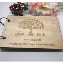 스크랩북 소박한 양장본 위한 용품 게스트 맞춤 목조 결혼식 방명록 신랑 신부 기념 도서 메시지 사용자 정의, [03] 03