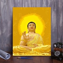 불교 부처 DIY 유화 그림 그리기 2+1 절 석가모니 액자 붓다 싯다르타 고타마 샤카, 40x50 프레임 조립완료, G