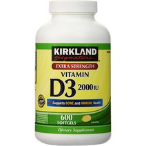 Kirkland Extra Strength Vitamin D-3 커클랜드 엑스트라 스트랭스 비타민 D3 2000IU 600소프트젤, 1, 단일옵션, 상세참조