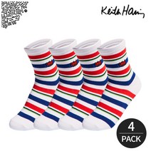 키스해링 여성 컬러라인 중목양말 WH 4족세트
