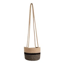 shangren 교수형 천연 등나무 짠 로프 꽃 손 바구니 Pinic Storage Containers 고리 버들 화분 녹색 식물 주최자 코스 정원, 다색
