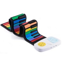 휴대용 49 키 실리콘 롤업 피아노 USB 35mm 잭 핸드 전자 오르간 내장 스피커 어린이용, 하얀, 미국+White