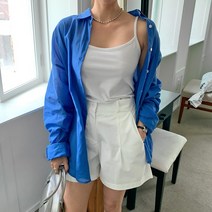 퍼니걸스 6496 데일리 거즈 오버핏 언발 긴팔 셔츠 남방 여성의류