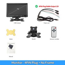 후석모니터 자동차 캠핑카TV 모니터 리어 차량용 범용 7 인치 9-36v 스탠드 역방향 카메라 대시 주차역전cctv 시스템용 양방향 비디오 입력, 모니터 4핀 전용