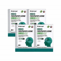 엔젯오리진 하이큐 포스파티딜세린 징코800 미국 30캡슐x2통 4통 6통 12통 은행잎추출물 플라보놀배당체 비타민E 인지력 기억력 혈행 항산화 개선 IGEN인증 두뇌건강도움 부모님, 30캡슐x4통