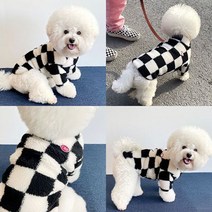 쿠키몰) 강아지 겨울 후리스 체크무늬 아우터