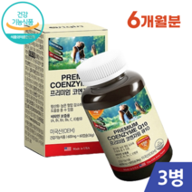 프리미엄 코엔자임 큐텐 Q10 60캡슐 2개월분 코큐텐 항산화 혈액 순환 혈행 개선 높은 혈압 감소에 도움 영양제 유비퀴놀, 3개