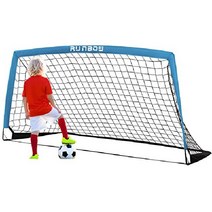 RUNBOW 6x4 ft 휴대용 어린이 축구 풋살 간이 축구 미니골대 (6x4 FT 녹색 1팩), 그레이 블루