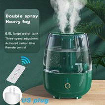 원격 제어 터치 초음파 가습기 6 8 l 대용량 공기 디퓨저 스팀 미스트 메이커 침실 홈 오피스, [02] US Plug Green, US Plug Green