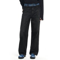 메종미네드 WAIST GAP CRACK LAZER WIDE 데님 팬츠 바지 블랙