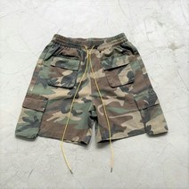 여름 저스틴 비버 밀리터리 카고 반바지 남성 루즈핏 드로스트링 스웨트 쇼트 스트리트웨어 식스 포켓 스타일링