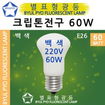 크립톤전구 백열등 백열램프 백색 60W E26소켓, 전구색[노란빛], 크립톤60W(불투명)E26
