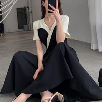 빅사이즈원피스 여름 프랑스타입 빅사이즈여성복 날씬해보이는 롱타입 여신스커트 햅번스타일 살을가려줌 어려보이는 스타일 원피스트렌드