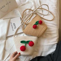루즈루나 왕체리 미니 라탄 크로스백