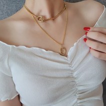 디작소 여성 16K도금 샹달 초커 레이어드 목걸이