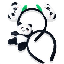 팬더 인형 머리띠 귀여운 판다 놀이동산 푸바오 러바오 헤어밴드, 전신, 1개