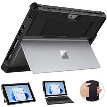 서피스독 Microsoft surface go 3 2 용 케이스 surface go 용 펜 홀더 핸드 스트랩이있는 올인원 보호 커버 케이스, 없음, 검은색