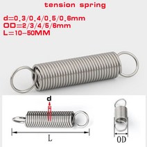 스프링 와이어 직경 10 개 0.3/0.4/0.5mm 304 스테인레스 스틸 이중 후크 작은 장력 외부 3mm 4mm 5mm 6mm 길이 15-60mm, 12 0.6 x 6, 10 20mm