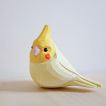새 장식품 치유 새집 목각인형 수제 머리 선물 덴마크, 원목 새조각(옐로우)