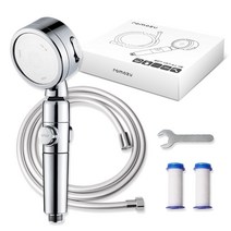 로모주 온오프 수압상승 3단 수압조절 헤드 필터 샤워기 + 물때방지 튜브형 샤워호스 2m 1세트