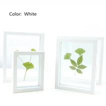 나무 액자 양면 유리 식물 표본 프레임 누르면 꽃 말린 잎 디스플레이 테이블 장식, 하얀, 19.7 x 19.7 x 4cm