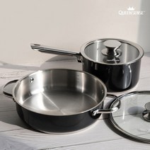 블랙 스테인리스 냄비 양수 세트 신혼 가스렌지 혼수 인덕션 코팅 1인가구 세라믹, 퀸센스알토IH냄비(양수18cm)