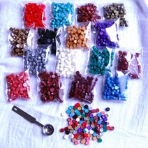 씰링왁스 만들기재료 22컬러 비즈왁스 100알 씰스탬프, 초코