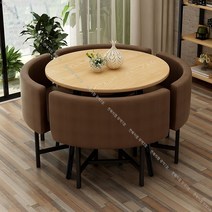 북유럽 4인 회의테이블세트 원형 원탁 학원 상담 탕비실 응접 사무실 테이블 의자 세트, 10번