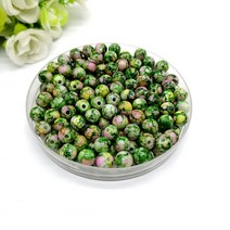 공예 부속 8미리메터-14 미리메터 라운드 모양 비즈 보석 만들기 아크릴 여러 가지 빛깔의 느슨한 구슬 DIY, 06 Green_01 8mm 50pcs