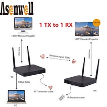 TV안테나선 TV유선케이블 듀얼 안테나 660ft 1x2 루프 아웃 IR HDMI 무선 송신기 및 수신기 비디오 1080P, 01 US Plug_04 1TX3RX