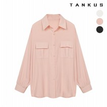 탱커스 여성 핀턱 포켓 셔링 소매 블라우스