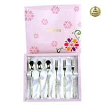 라이브잇 키친플라워 보리티타늄 티스푼포크 6P (ES3337) 단품, 스푼(3개)+포크(3개), 12세트
