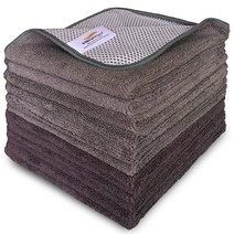 VibraWipe 극세사 클리닝 천 극세사 천 스카우가 있는 행주 12팩 33cm x 33cm 식기 및 모든 주방 표면을 닦고 청소합니다. 세탁기 세탁 가능., Gray