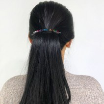 [비투쥬얼리] 믹스 스톤 일자 앞머리 반머리 헤어 자동핀 [논슬립]