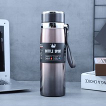 휴대용 1리터 대용량 스테인레스 보온보냉병 보온 물병 등산 헬스, 그레이, 1000ml