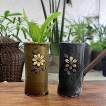 도기 다육이 화분-원통형 플라워1호 9x19cm(랜덤컬