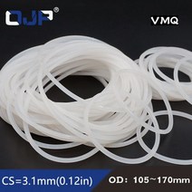 흰색 실리콘 링 O 3.1mm 두께 OD 105/110/120/130/135/140/150/170mm 고무 O-링 씰 개스킷 오링 와셔, 170x163.8x3.1mm, 3 pieces