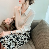 나팔소매셔츠 그물 붉은색셔츠 여성 봄가을 디자인감각 보이핏 볼륨 직업 와이셔츠 아우터가디건 3319122003