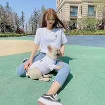 애견 옷 여름 반팔 티셔츠 반려동물 외출 산책옷 강아지 견주 커플티셔츠 캐주얼 커플룩 패션, 화이트_2XL