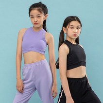 요가피기 YP60521 크로스 라인 브라탑 키즈 요가복 필라테스복 반팔