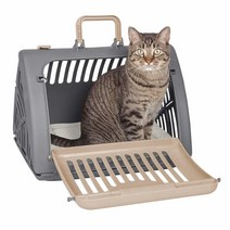 SPORT PET Designs 접이식 여행용 고양이 캐리어 베드 포함 - 프로트 도어 플라스틱 캐리어. 417618, A carrier with a bed