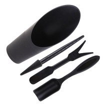 4pcs 정원 재배자 키트 파종 삽 스코트 버킷 분재 묘목 시추 도구, 검은색