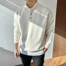 빠델 헨리넥 박스 오버핏 반폴라 니트